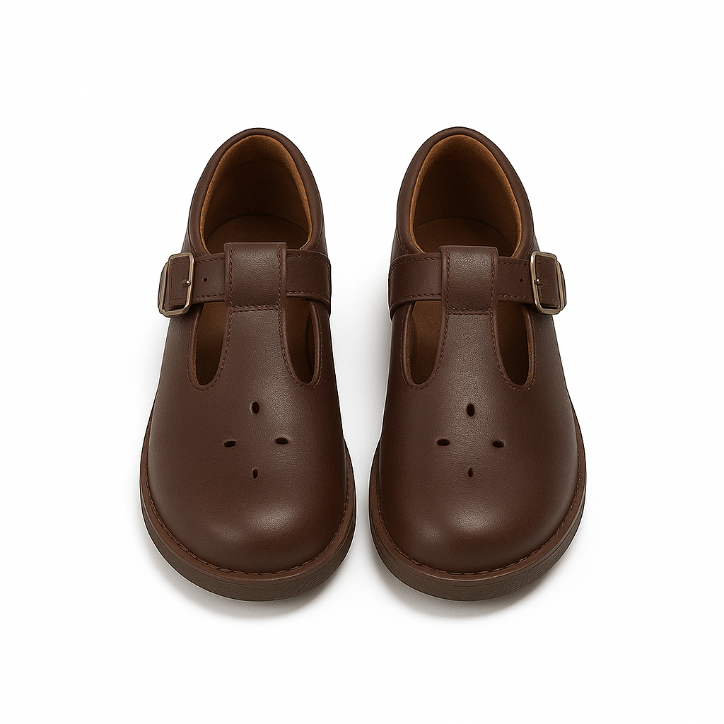 Classic Kids Leather School Shoes with Adjustable Strap