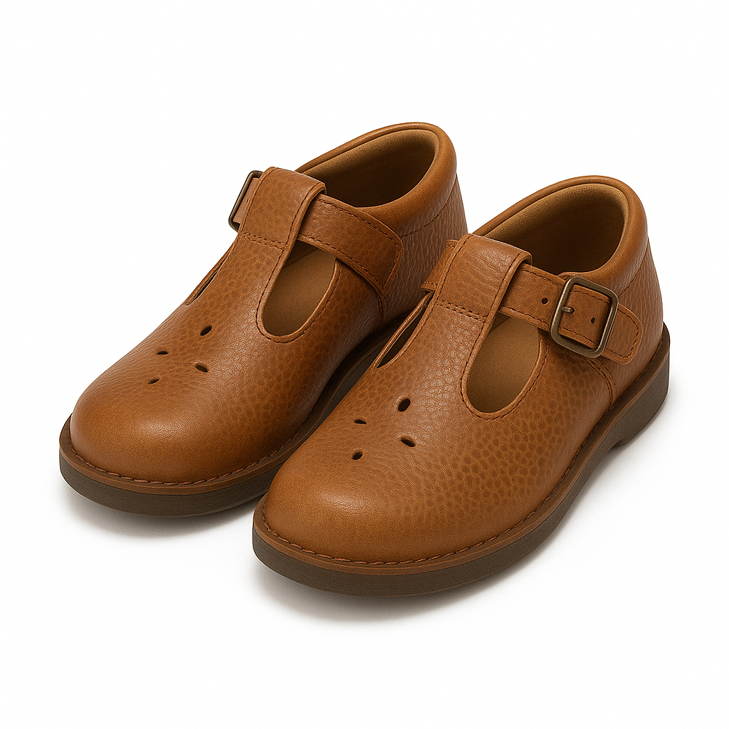 Classic Kids Leather School Shoes with Adjustable Strap