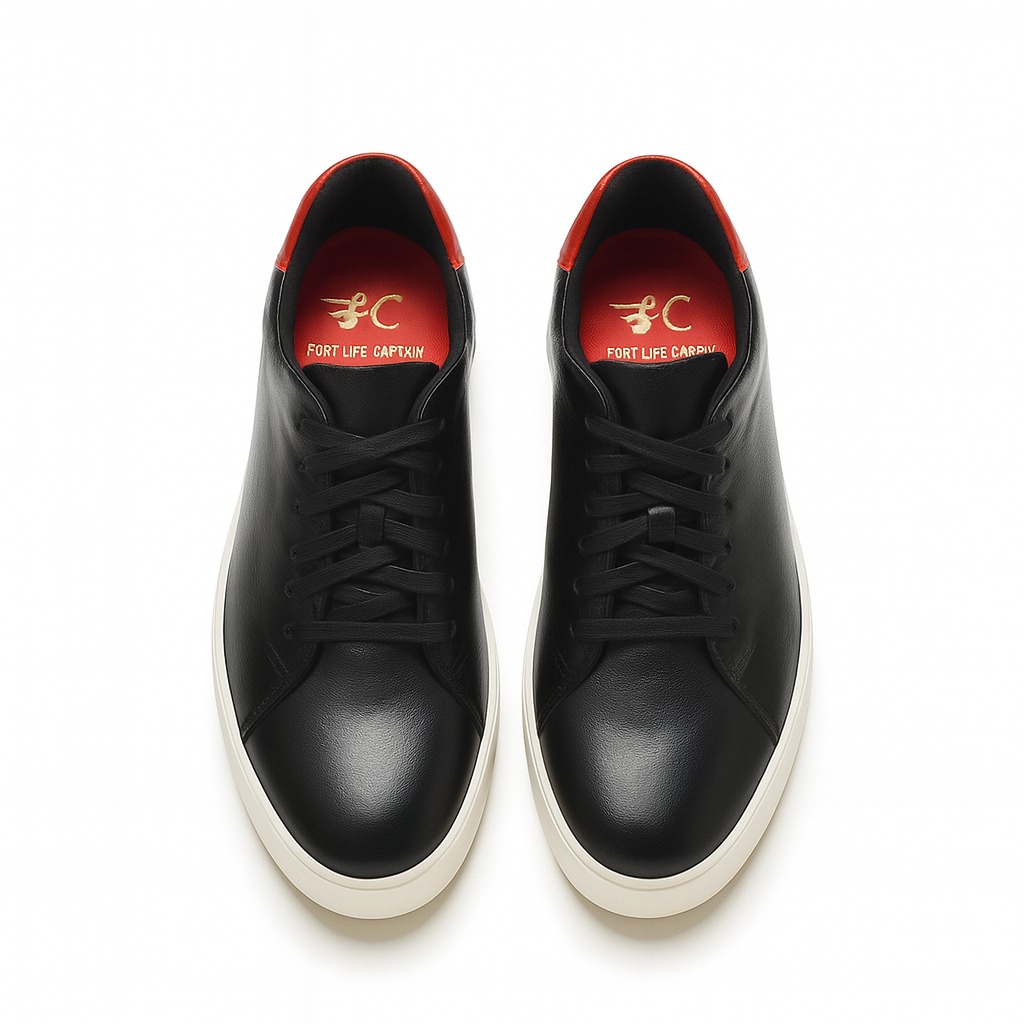 Stylish Men Black and Red Lace Up Casual Sneakers