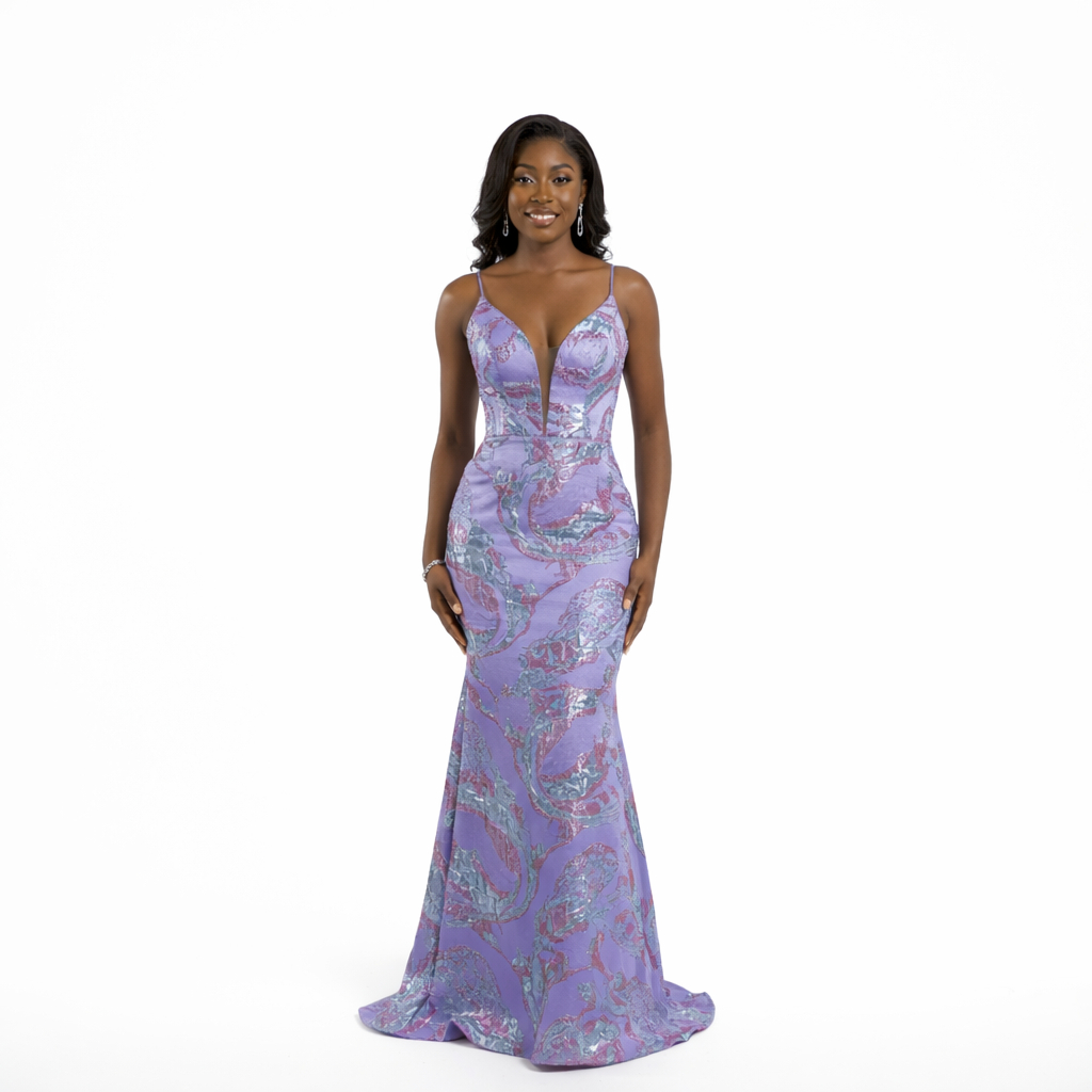 Luxury Lilac Metallic Brocade Fabric with Pink and Aqua Shimmer