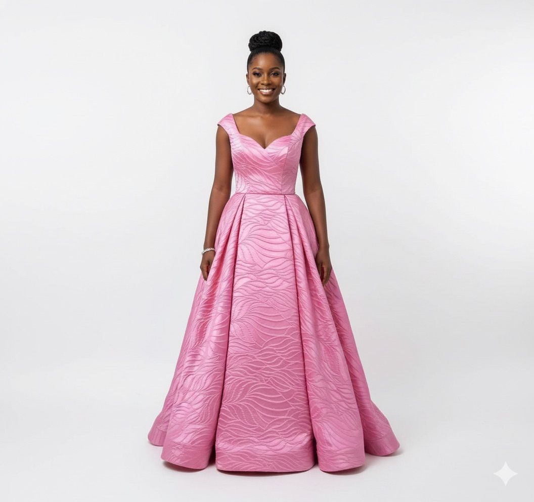 Luxury Pink Embossed Brocade Fabric