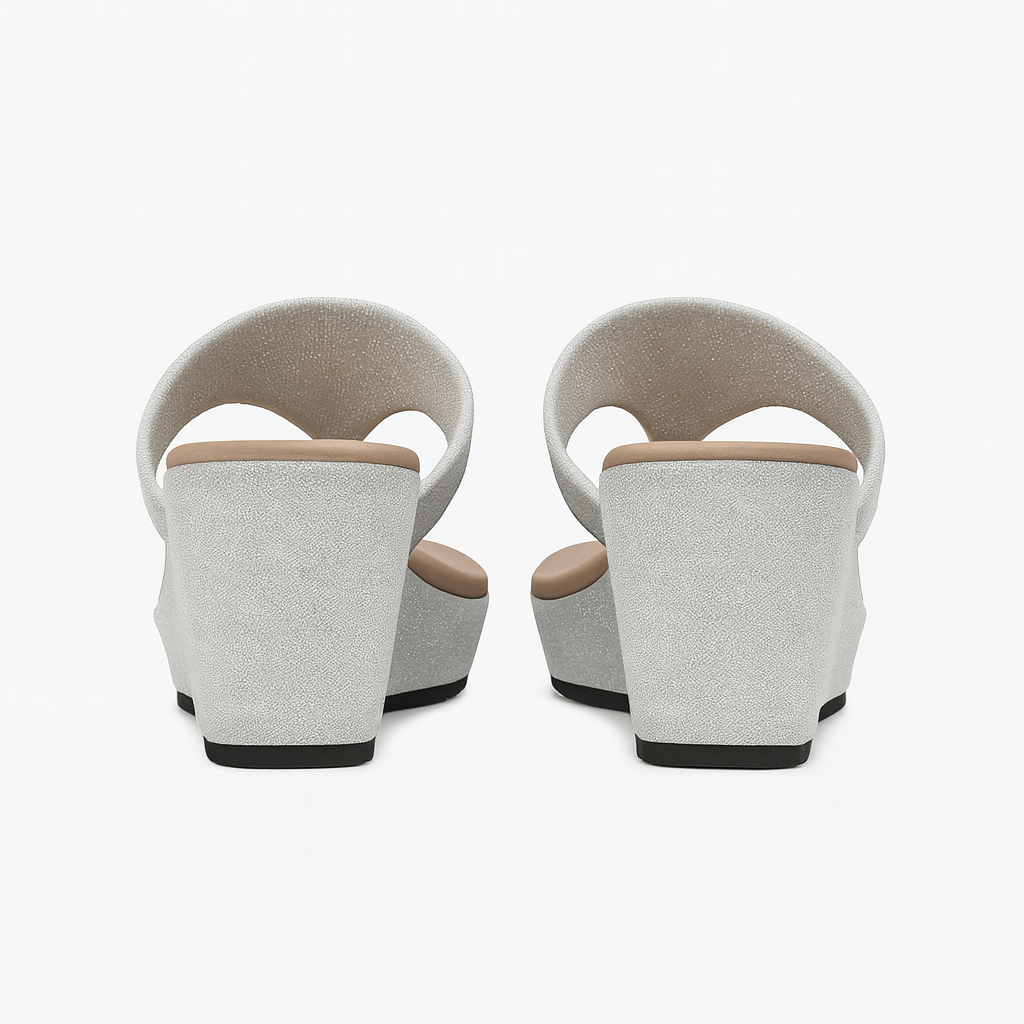 Silver Glitter Wedge Heel Sandals