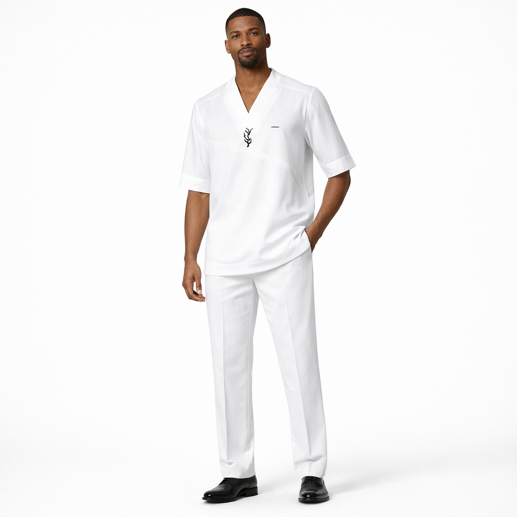 Quality Men White Traditional Two Piece Set