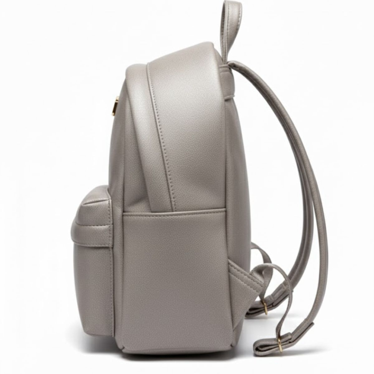 Stylish Metallic Silver Backpack with Hello Kitty Emblem