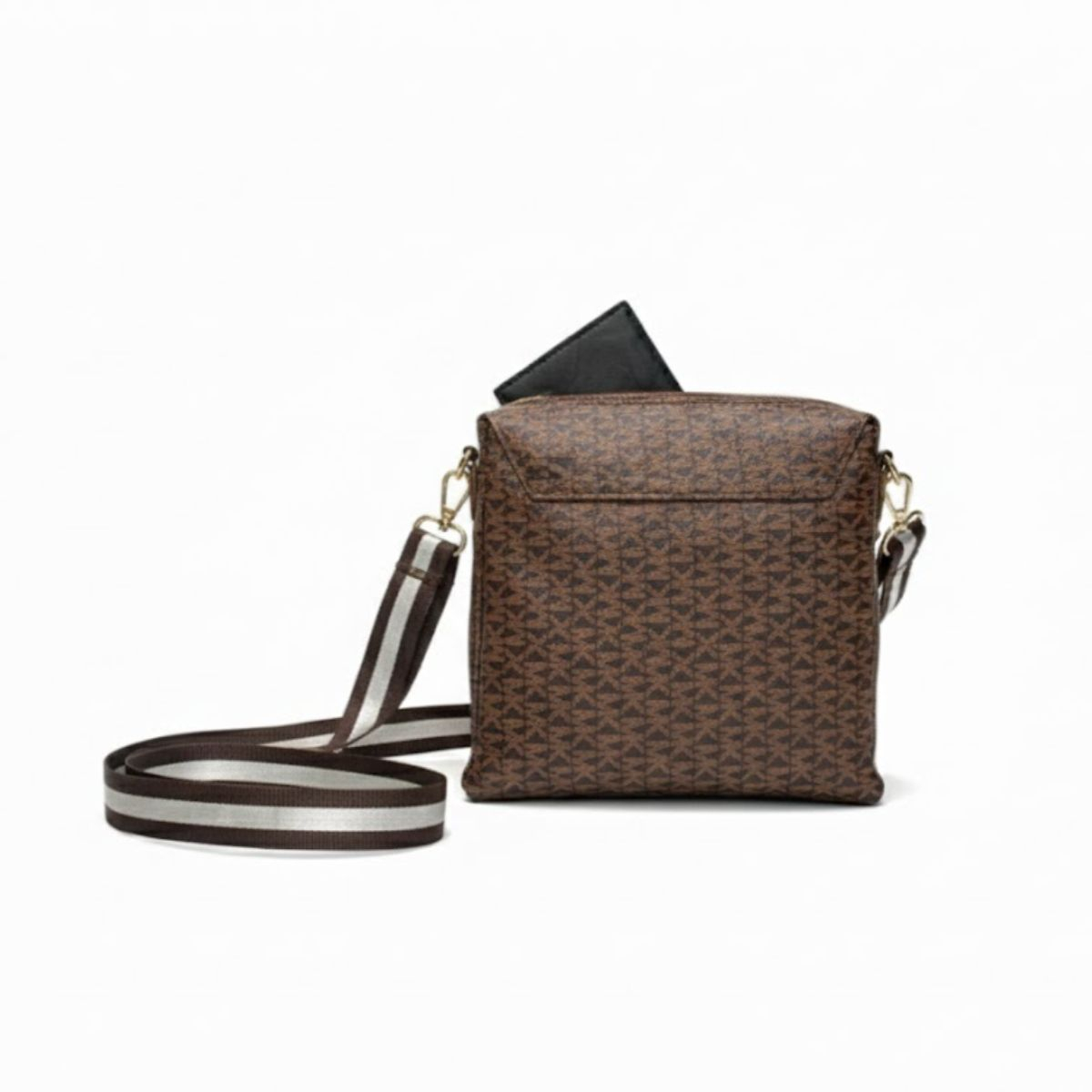Stylish Crossbody Bag with Geometric Pattern and Adjustable Strap