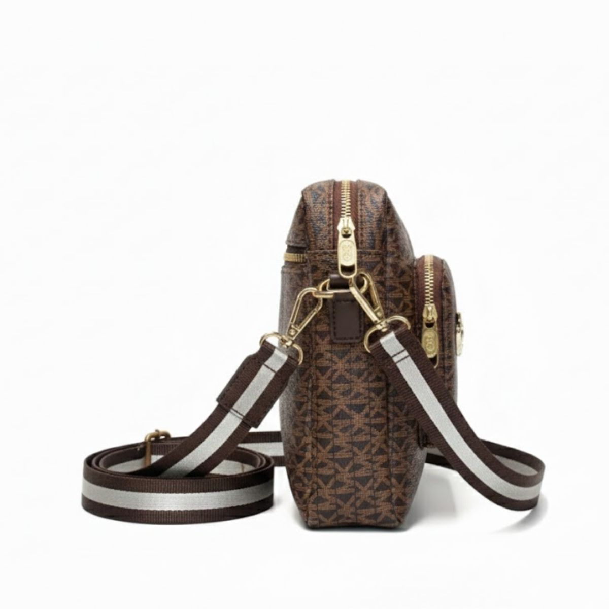 Stylish Crossbody Bag with Geometric Pattern and Adjustable Strap