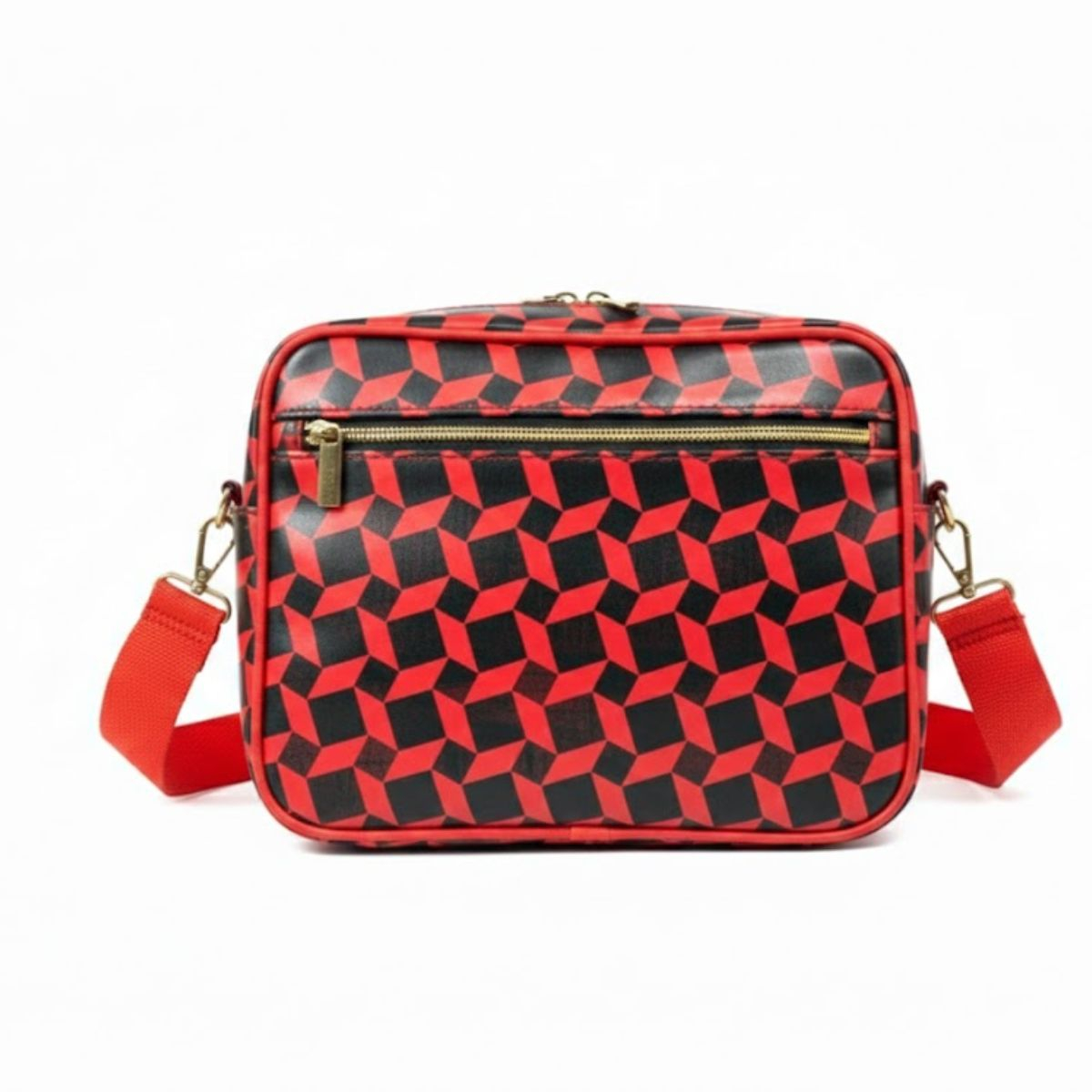 Red Leather Crossbody Shoulder Bag
