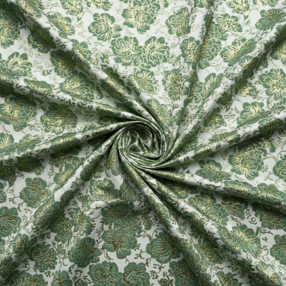 Quality Green Floral Damask Designer Fabric