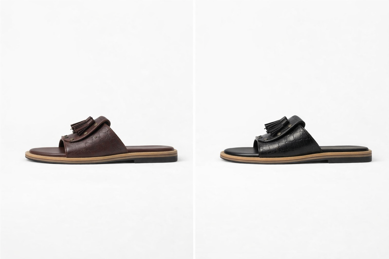 Luxury Designer Slides with Crocodile Embossed Leather