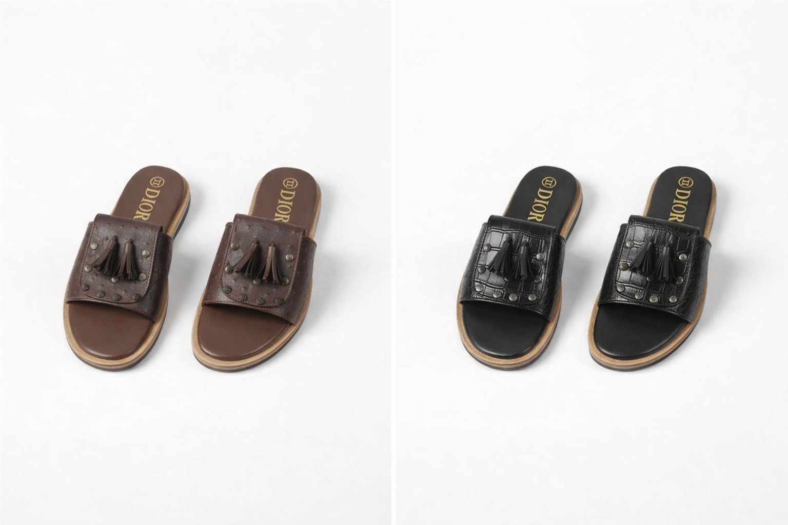 Luxury Designer Slides with Crocodile Embossed Leather