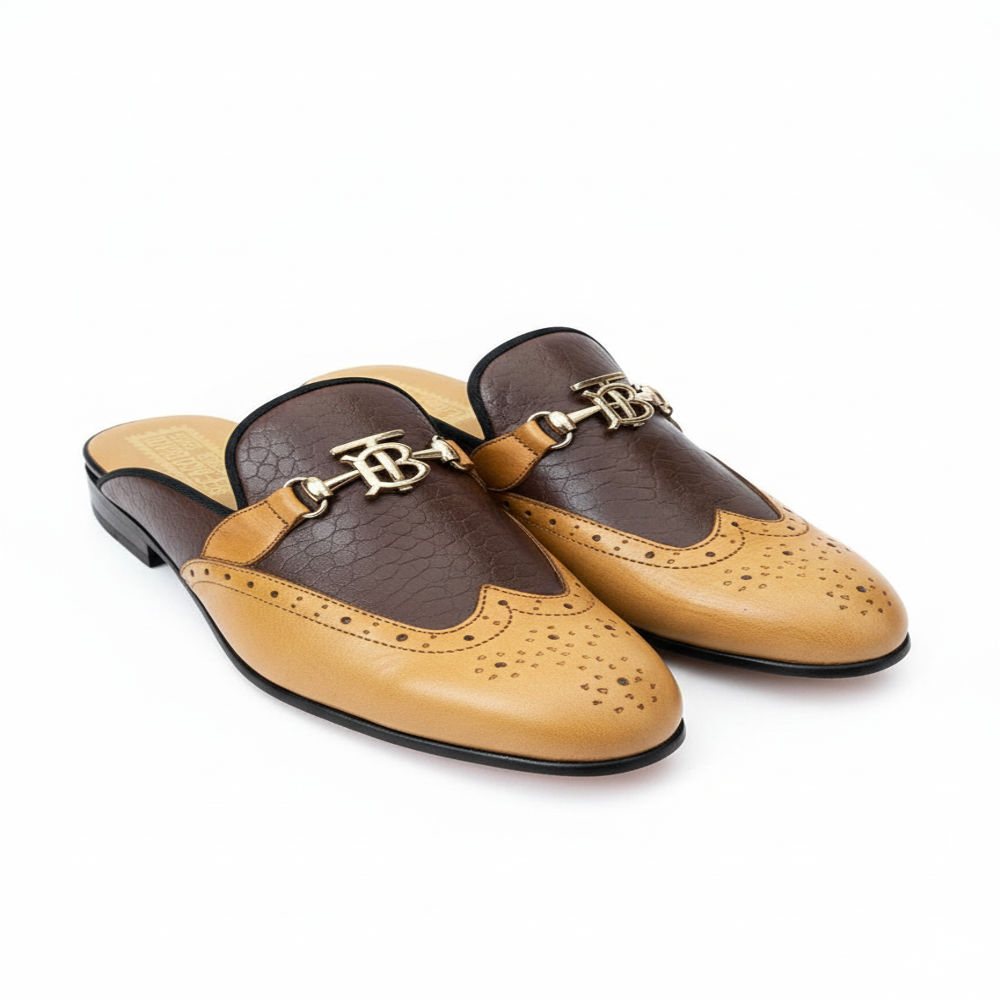 Stylish Leather Slip On Shoe with Two Tone Design