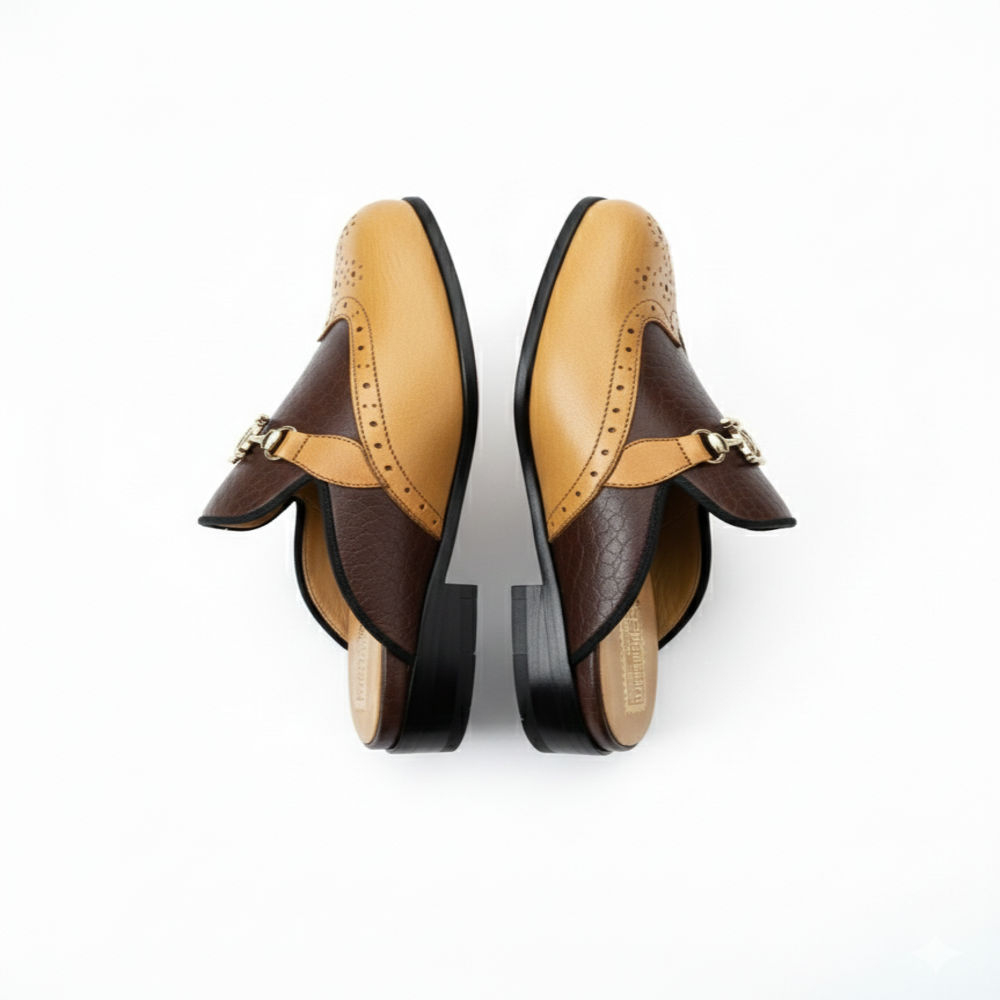 Stylish Leather Slip On Shoe with Two Tone Design