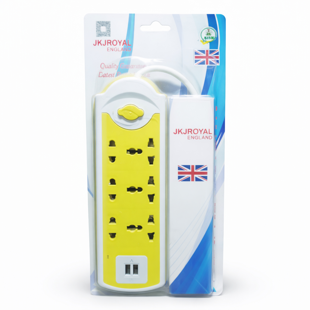 JK England Multi Socket Power Extension Board with USB Ports