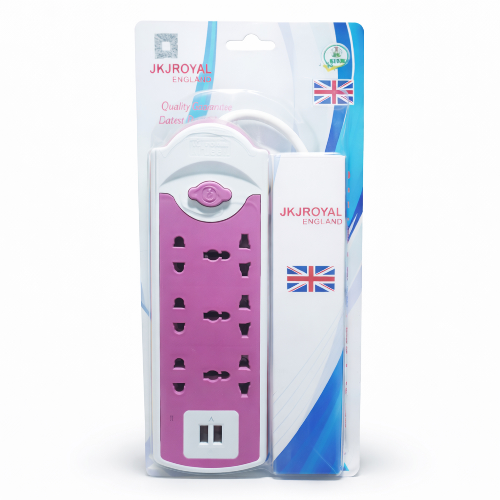 JK England Multi Socket Power Extension Board with USB Ports