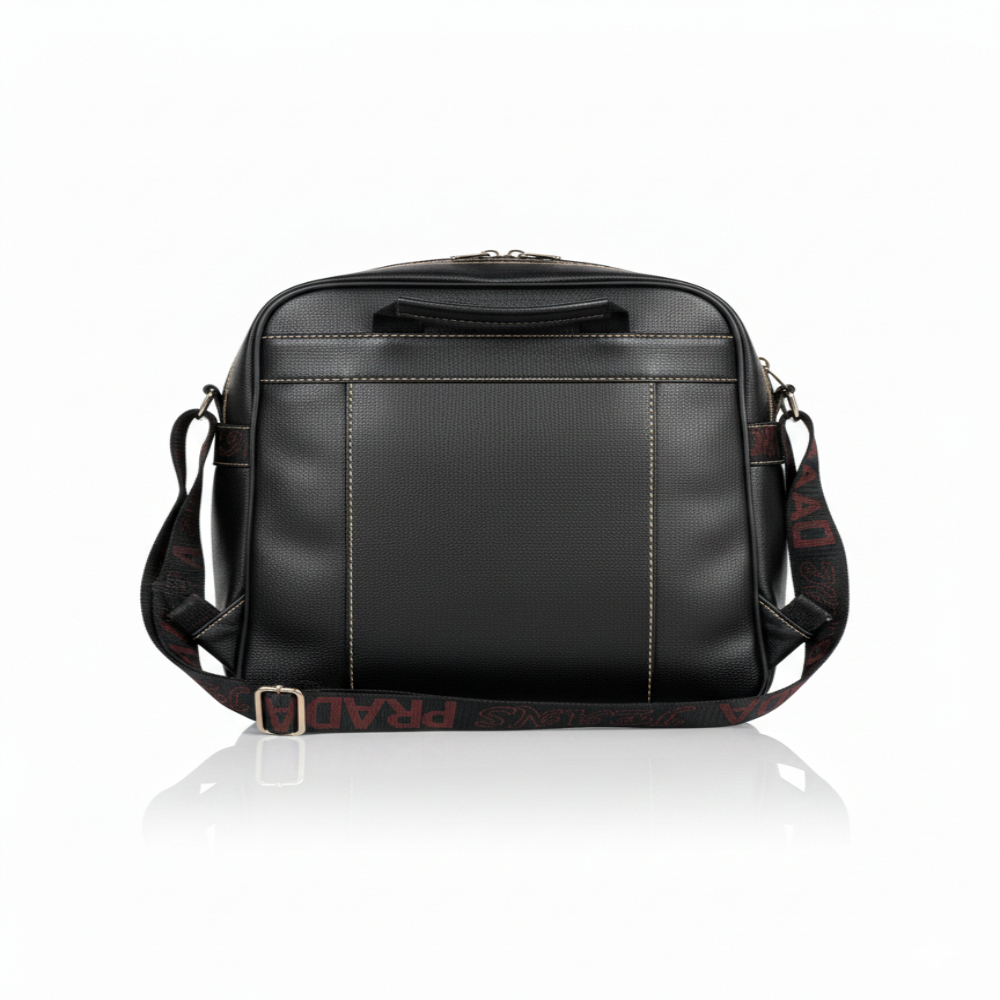 Black Leather Shoulder Bag with Adjustable Strap