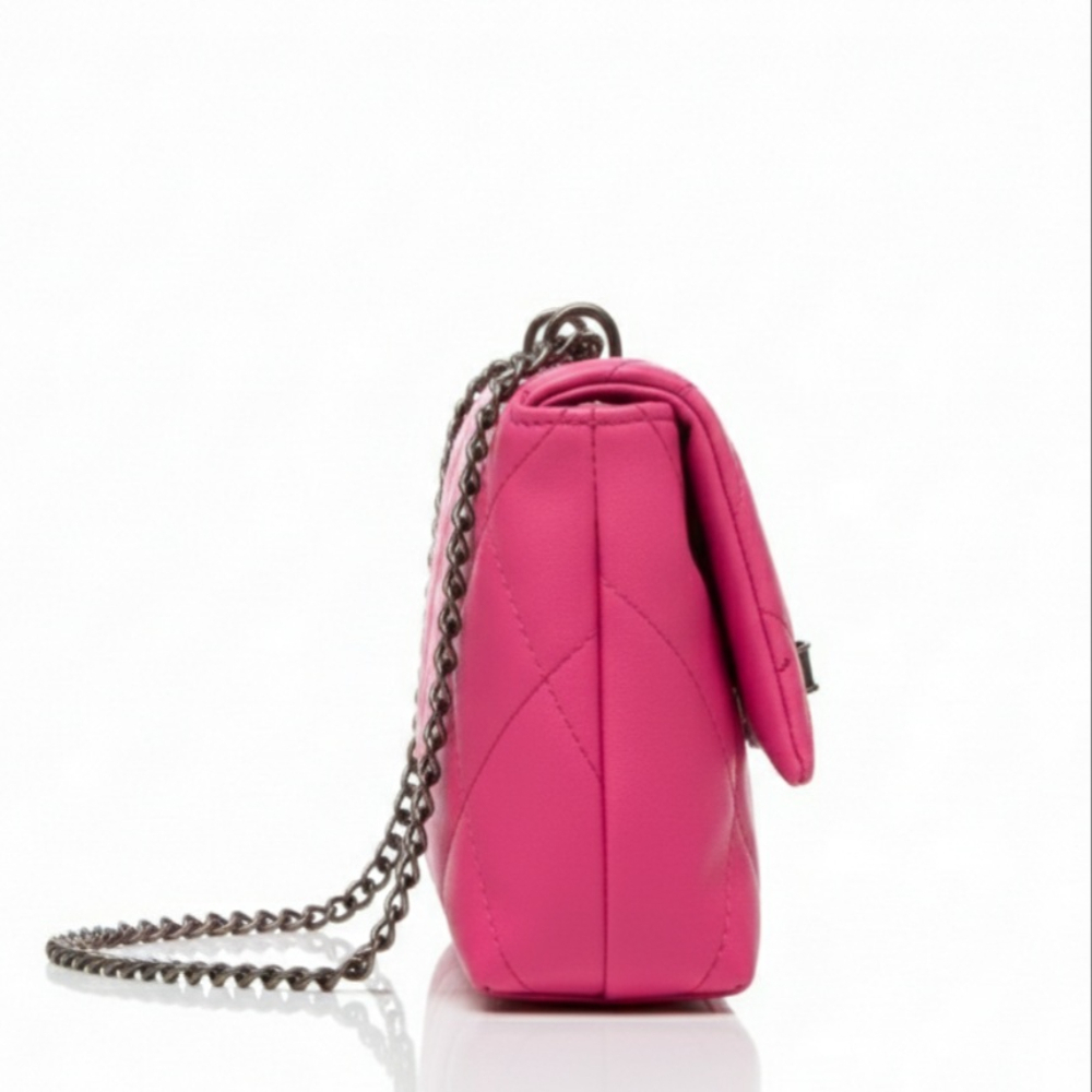 Quality pink Handbag with Metallic Chain Strap