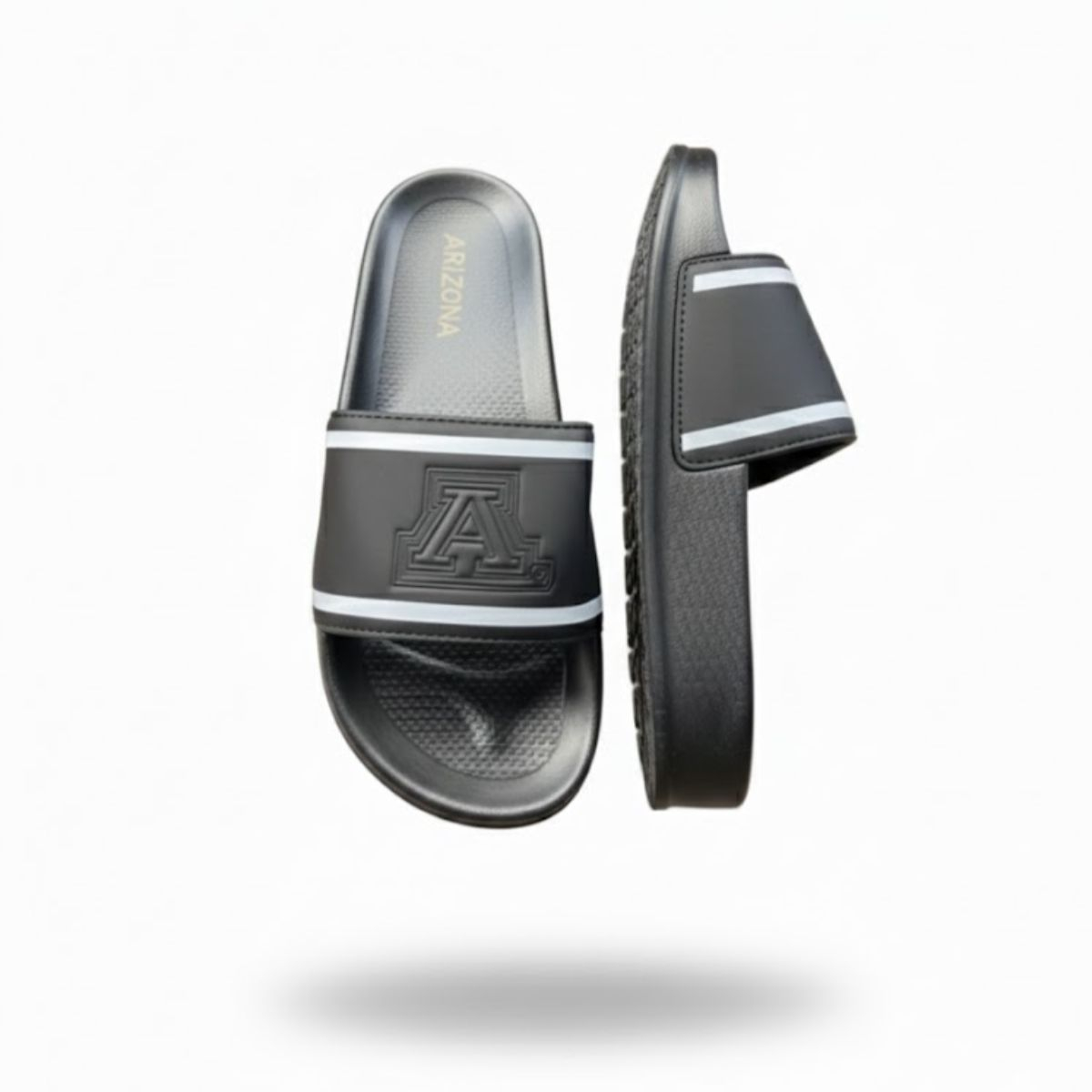 Black Slip On Slides with Embossed Logo
