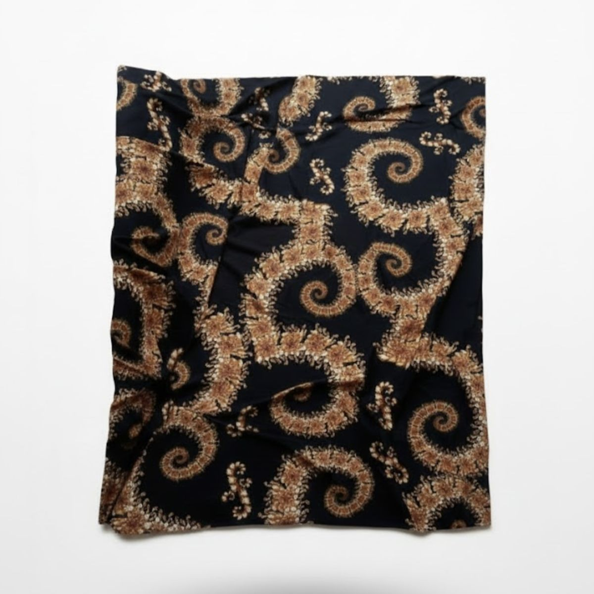 Crepe Vintage Bold Spiral Motif Fabric with Ethnic Design