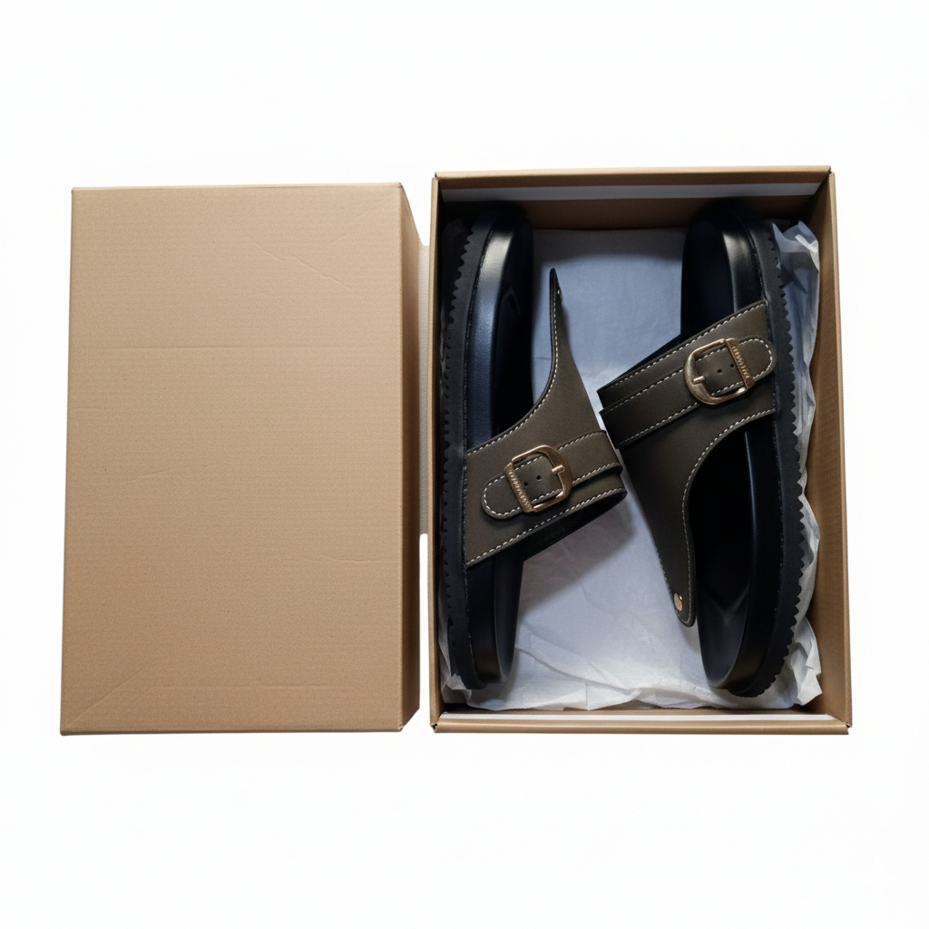 Stylish Dark Brown Leather Open Toe Sandals with Adjustable Buckle