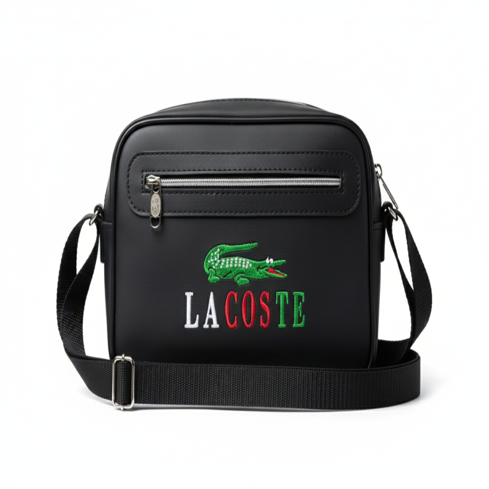 Mini Black Crossbody Bag with Embroidered Design