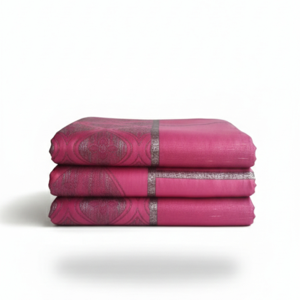 Luxurious Decorative Pink Curtain Fabric with Glossy Finish