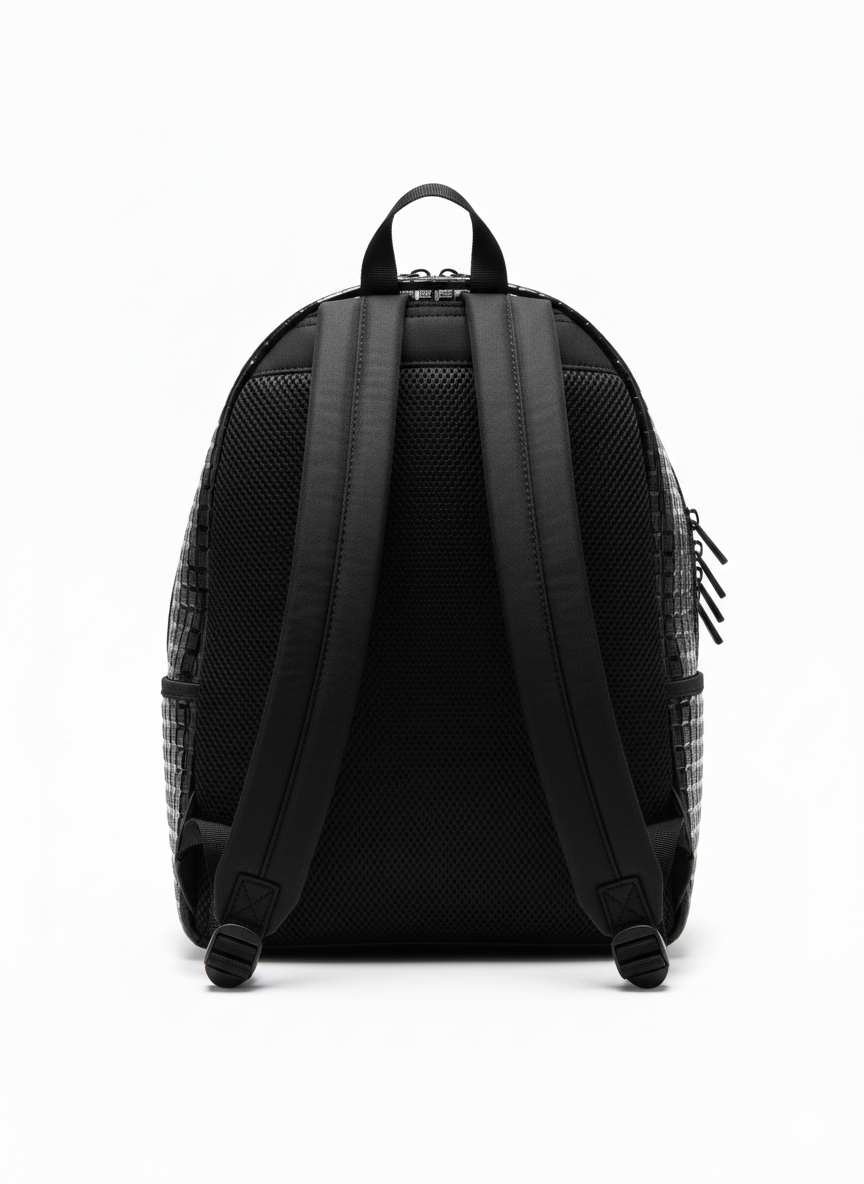 Textured Design Backpack with Multicolored Branding