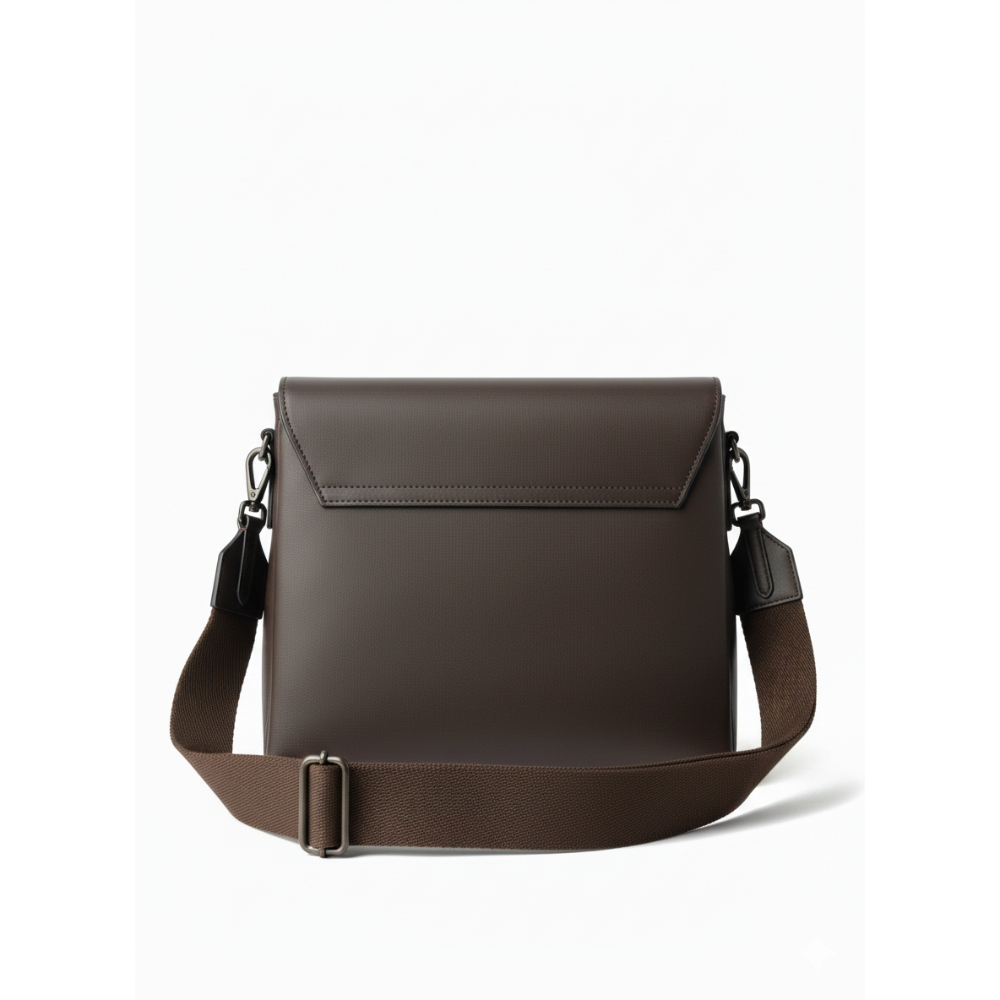 Stylish Crossbody Bag with Plaid Pattern and Brown Flap