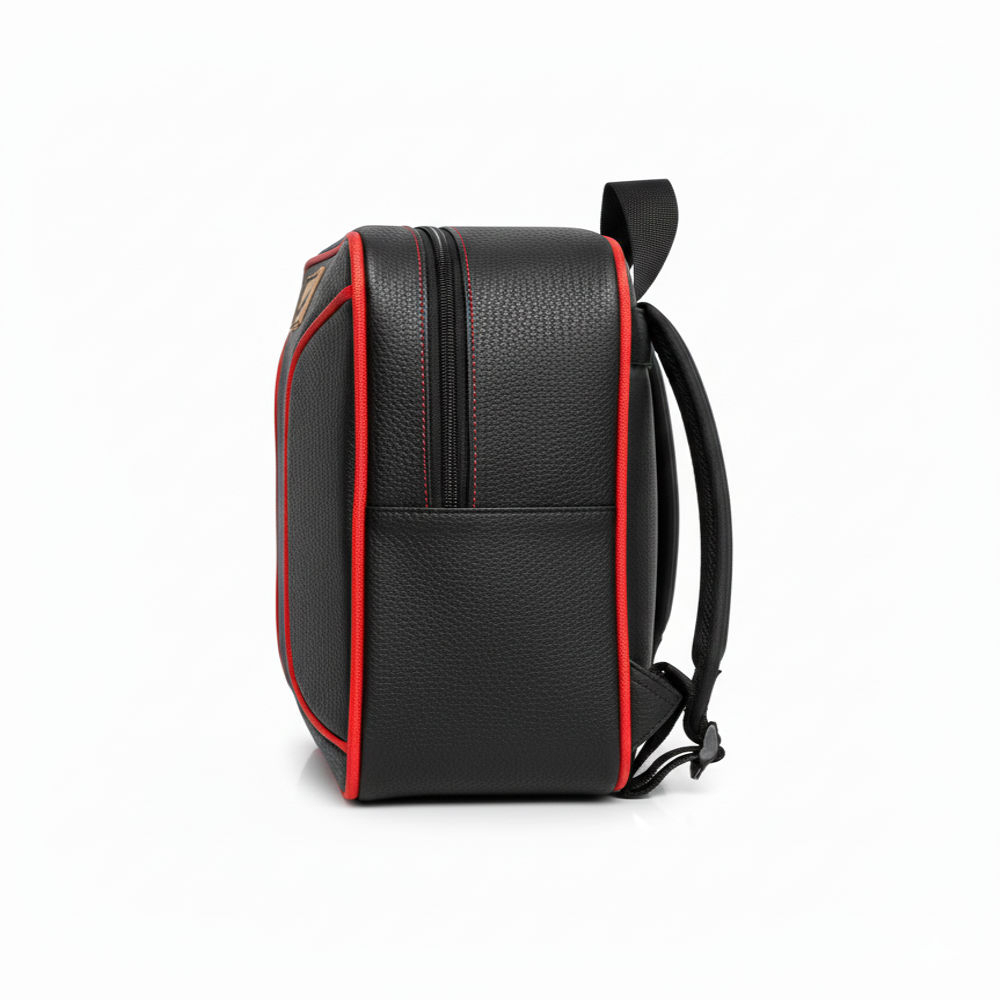 Black Leather backpack with Red Accents