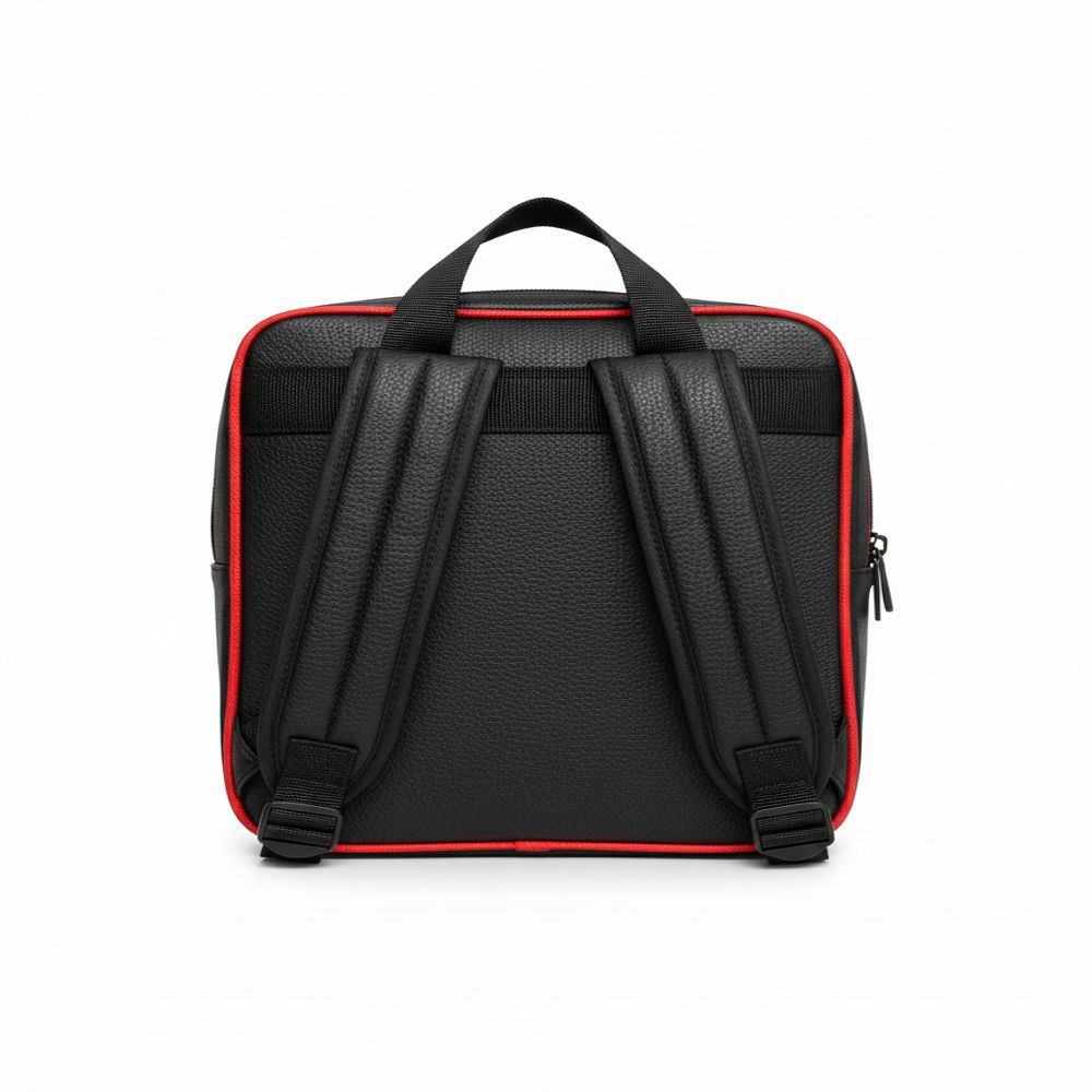 Black Leather backpack with Red Accents