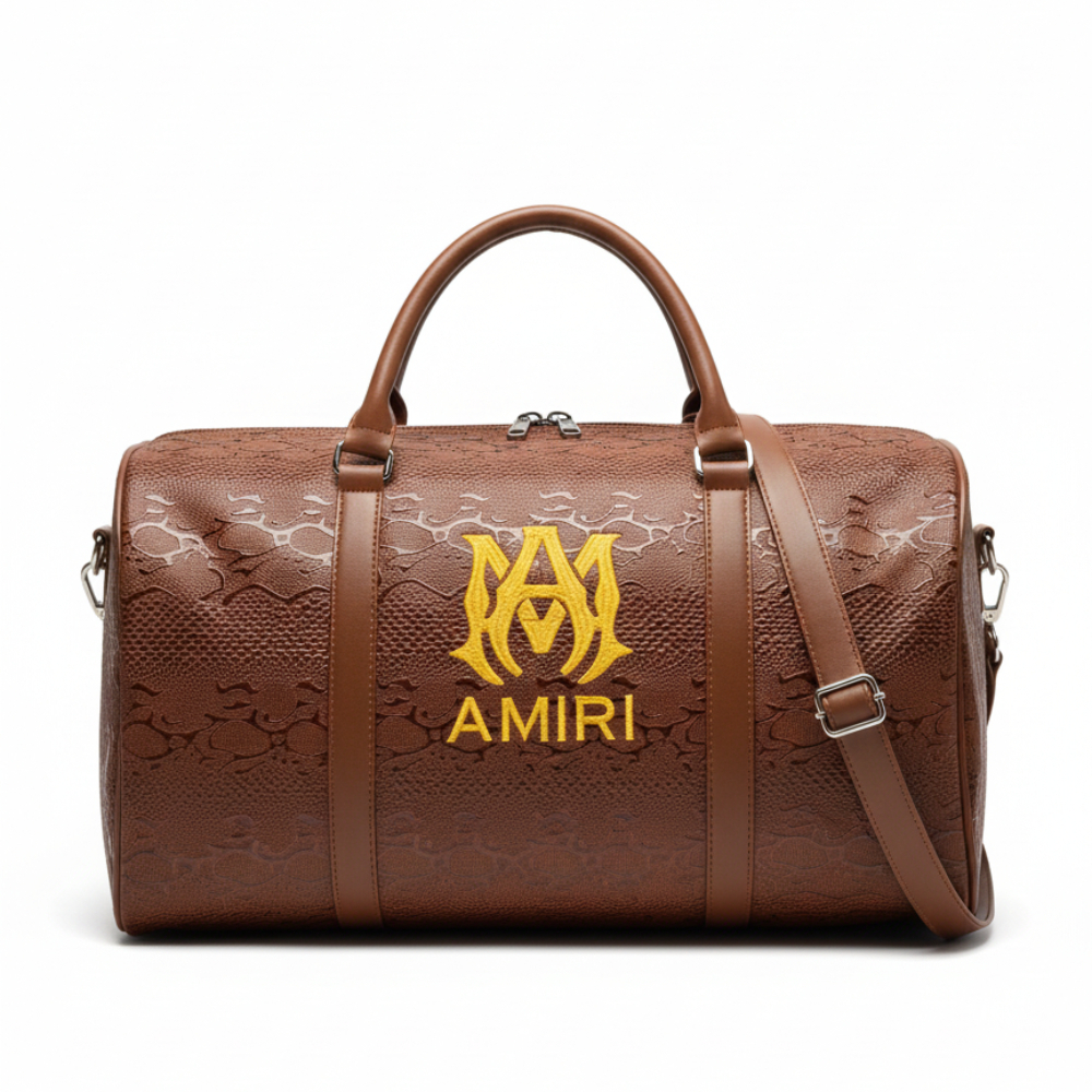 Brown Faux Snakeskin Duffle Bag