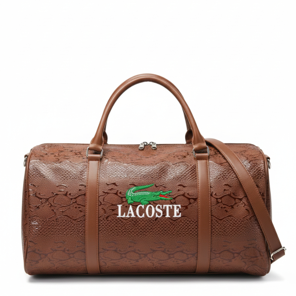 Brown Faux Snakeskin Duffle Bag