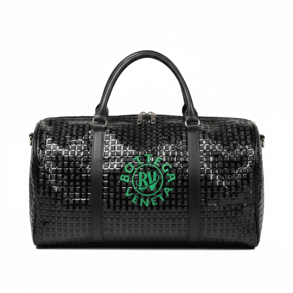 Brown Faux Snakeskin Duffle Bag