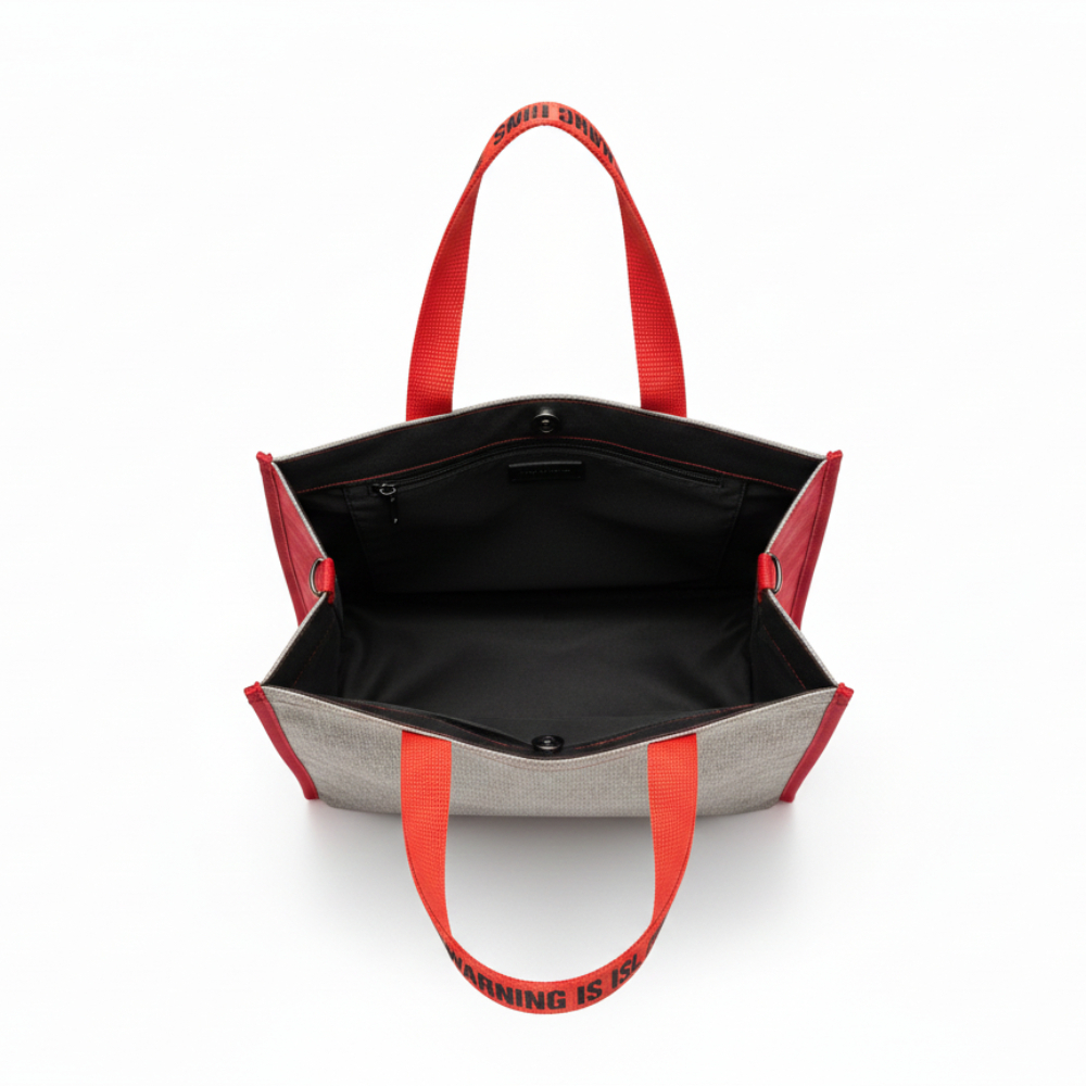 Reusable Tote Bag with Red Trim and Handles
