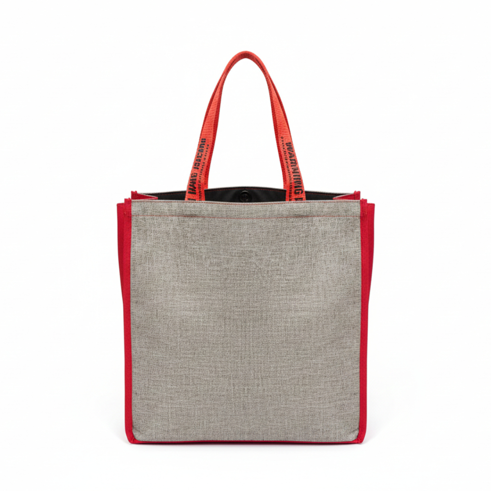 Reusable Tote Bag with Red Trim and Handles