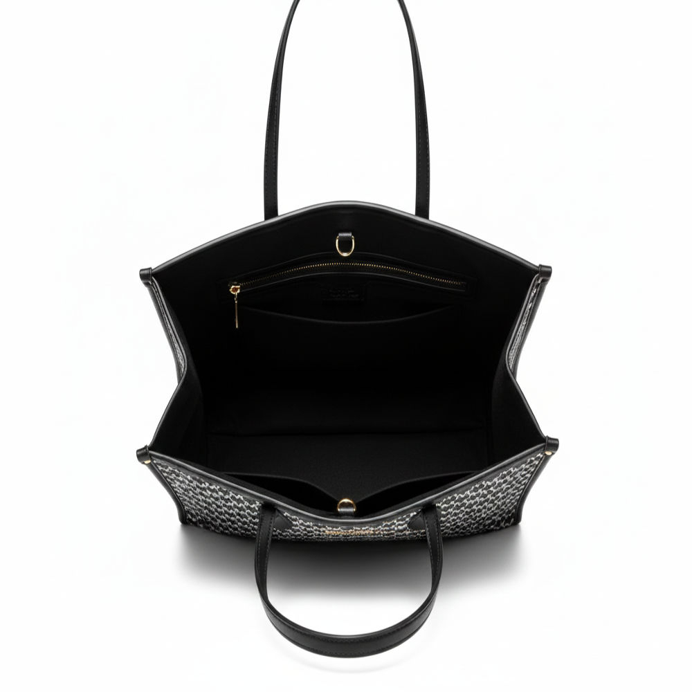 Stylish Black and White Monogram Tote Bag