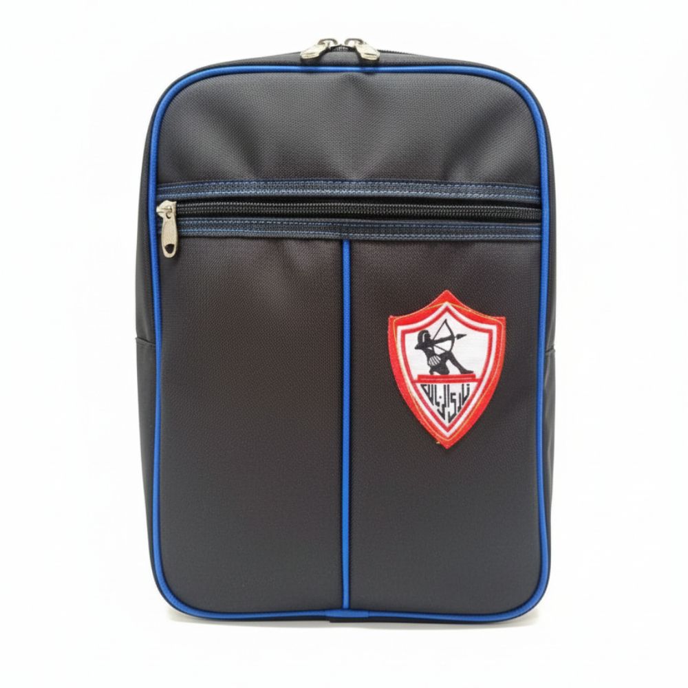 Durable Everyday Backpack with Blue Accents and Embroidered Patch