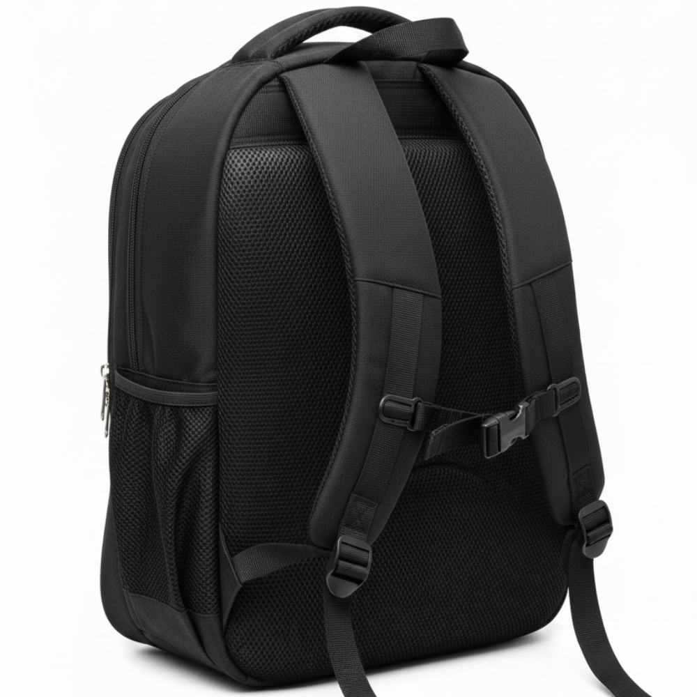 Quality Black Backpack with Red and Green Stripe