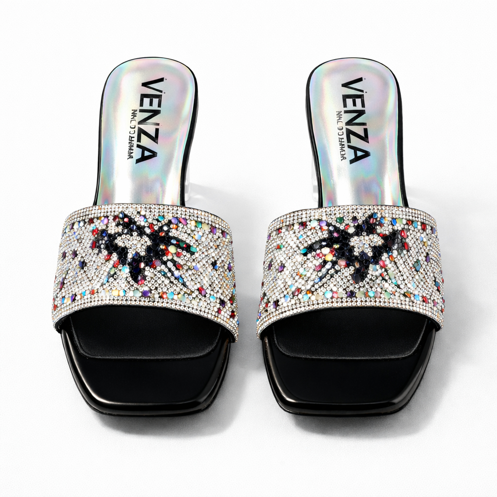 Women Elegant Heeled Sandals with Beadwork