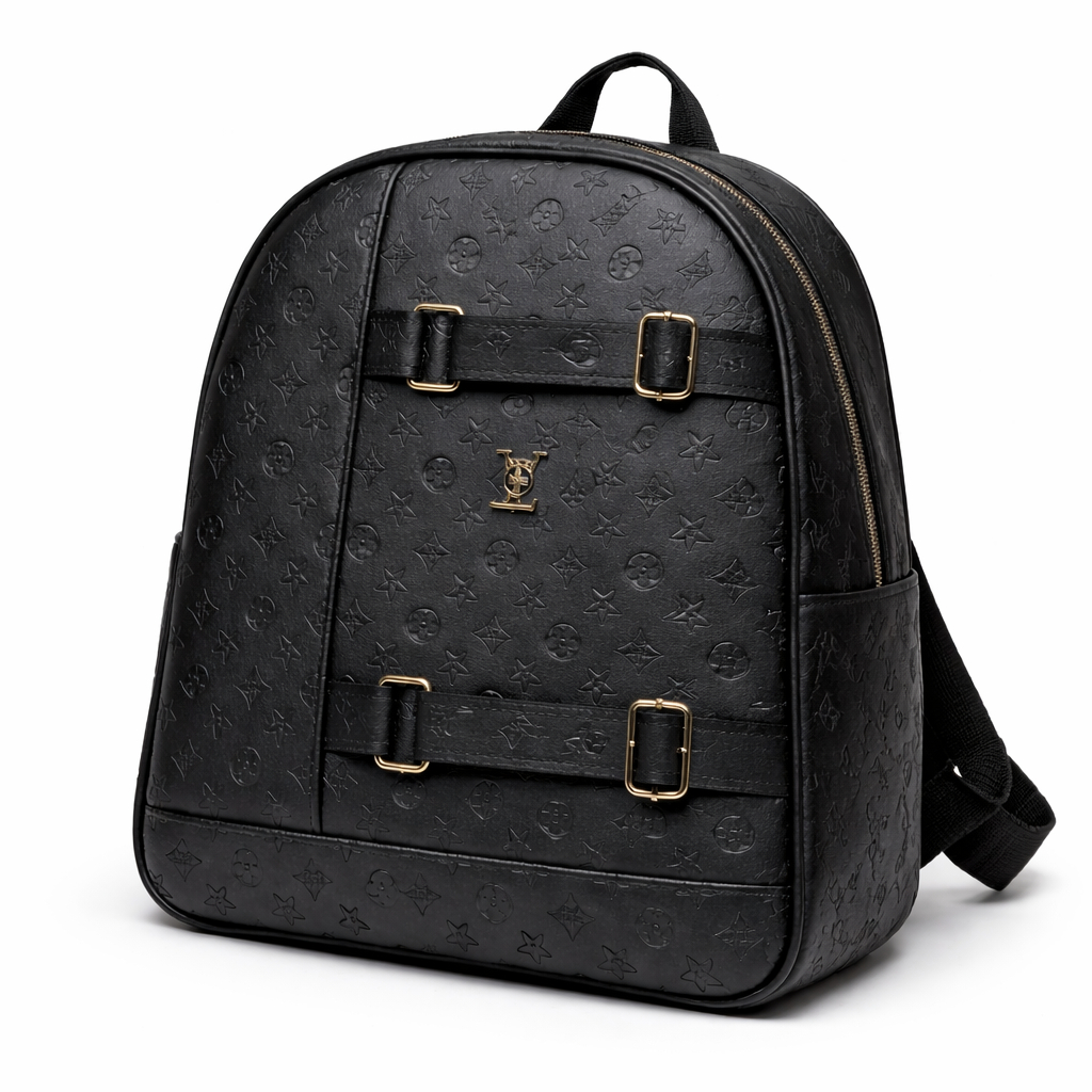 Premium Embossed Black Backpack