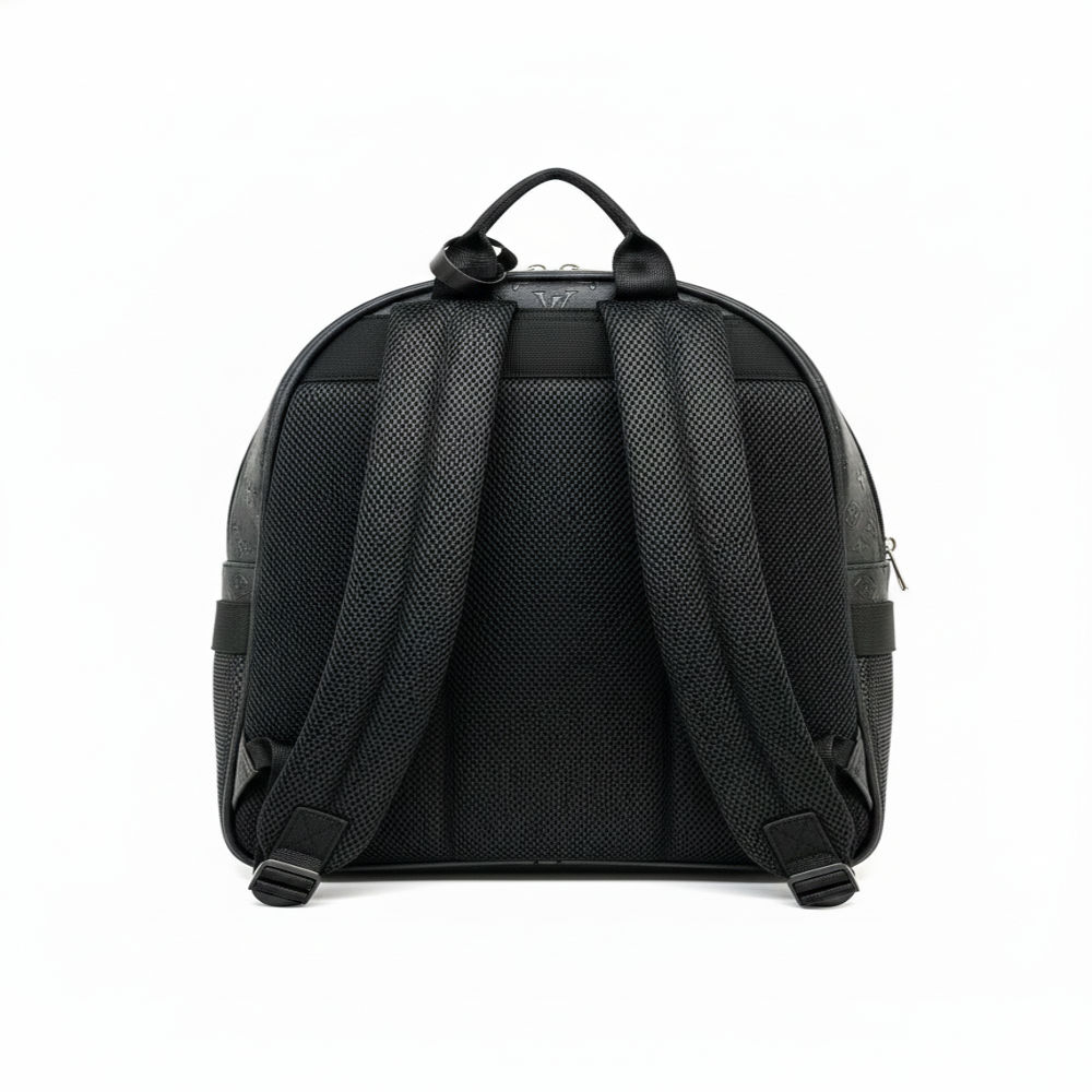 Black Embossed Pattern Backpack