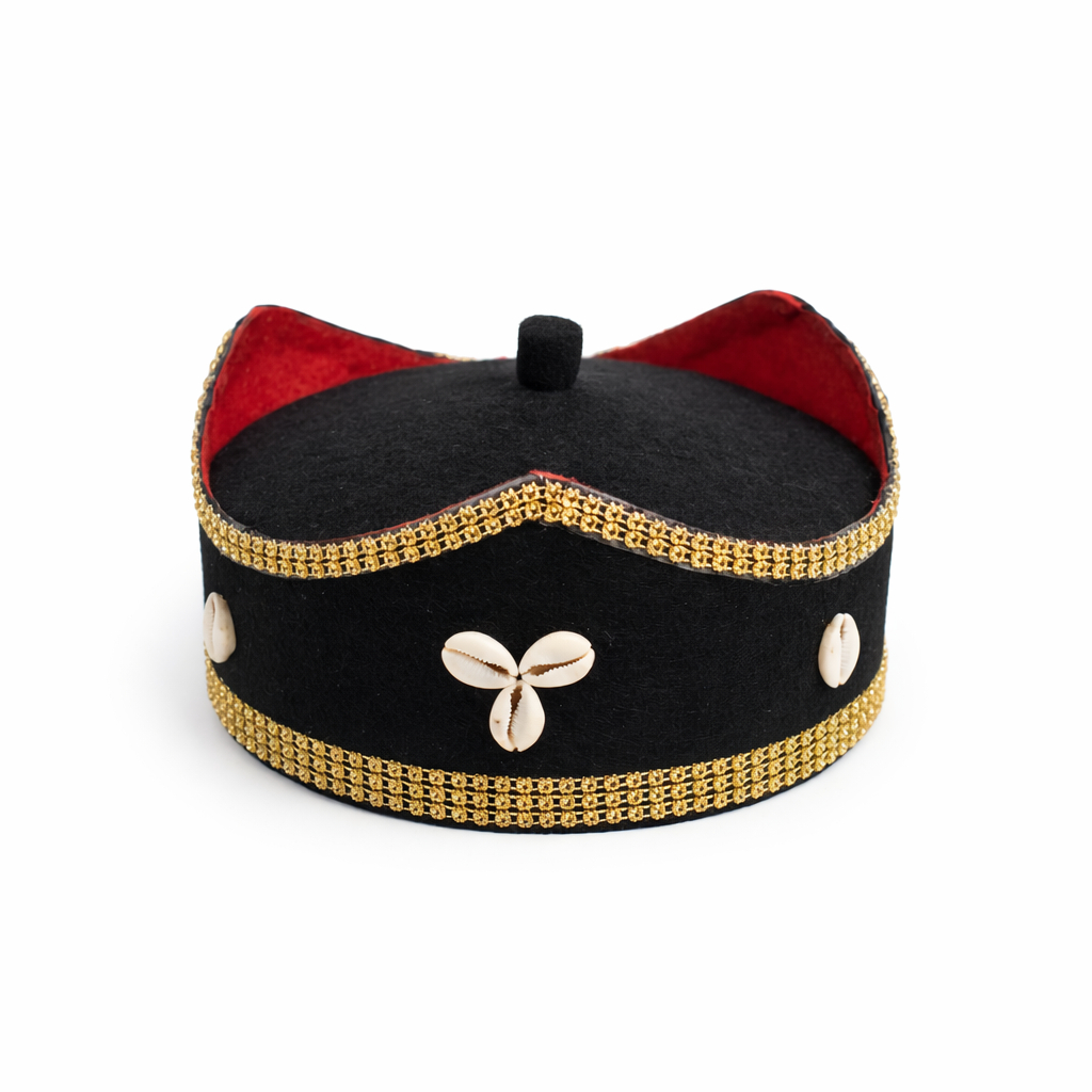 Luxury Black Royal Cowrie Shell Cap
