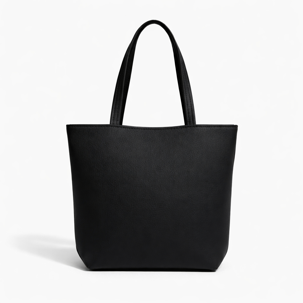 Stylish Black Tote Bag with Cartoon Girl Design