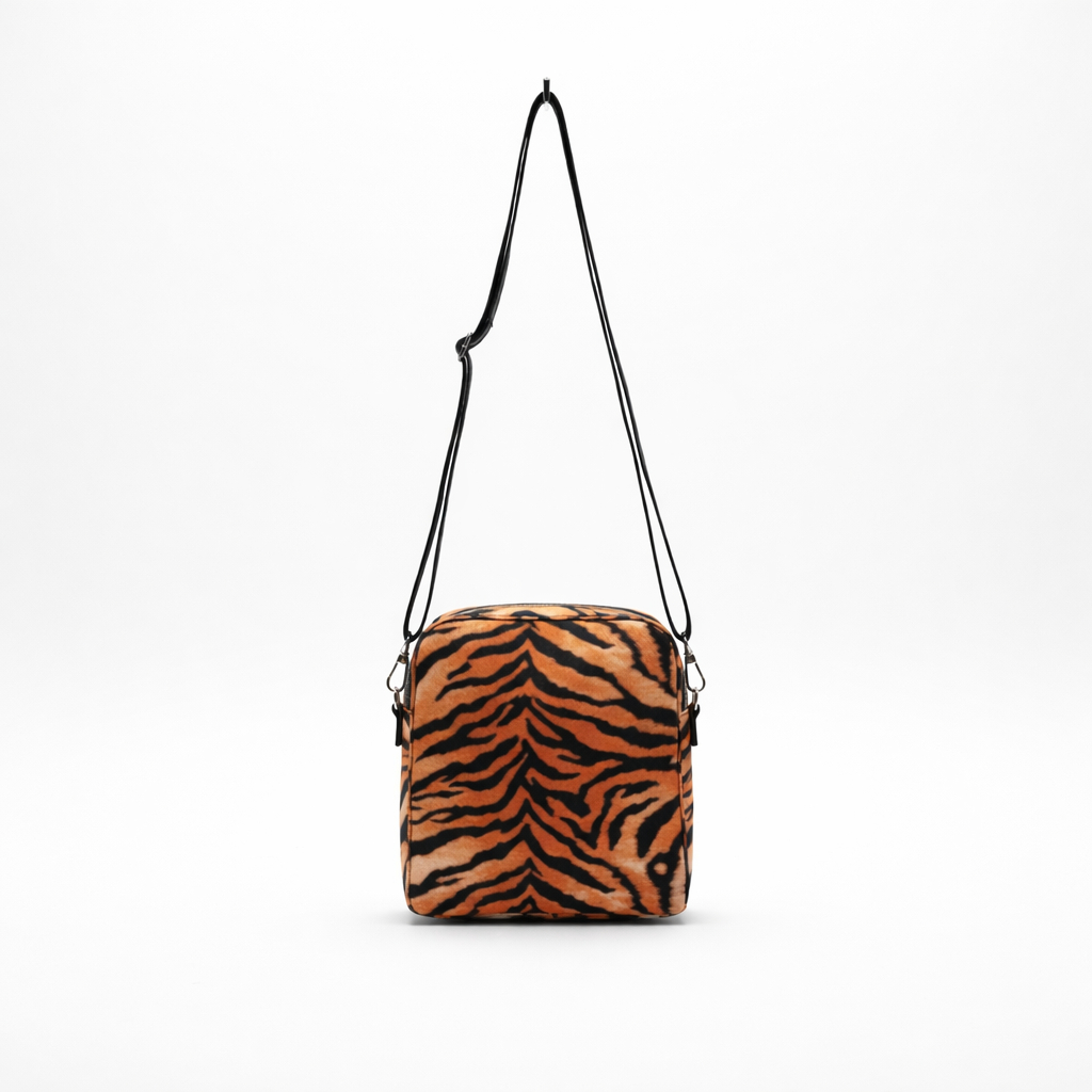 Compact Tiger Print Crossbody Shoulder Bag