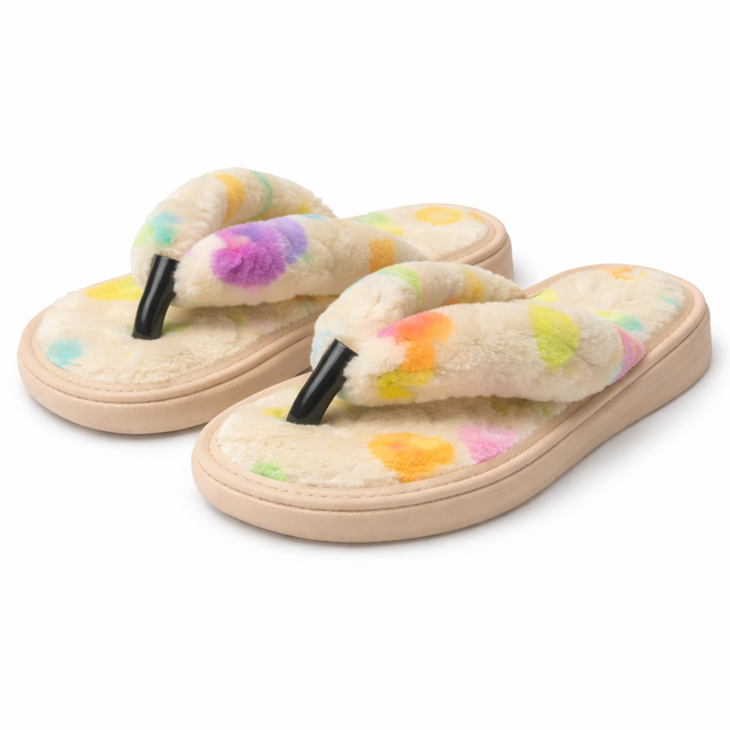 Womens Plush Cross Strap Slip On Slippers