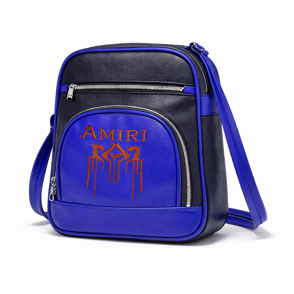 Two Tone Faux Leather Crossbody Handbag with Zipper Pockets