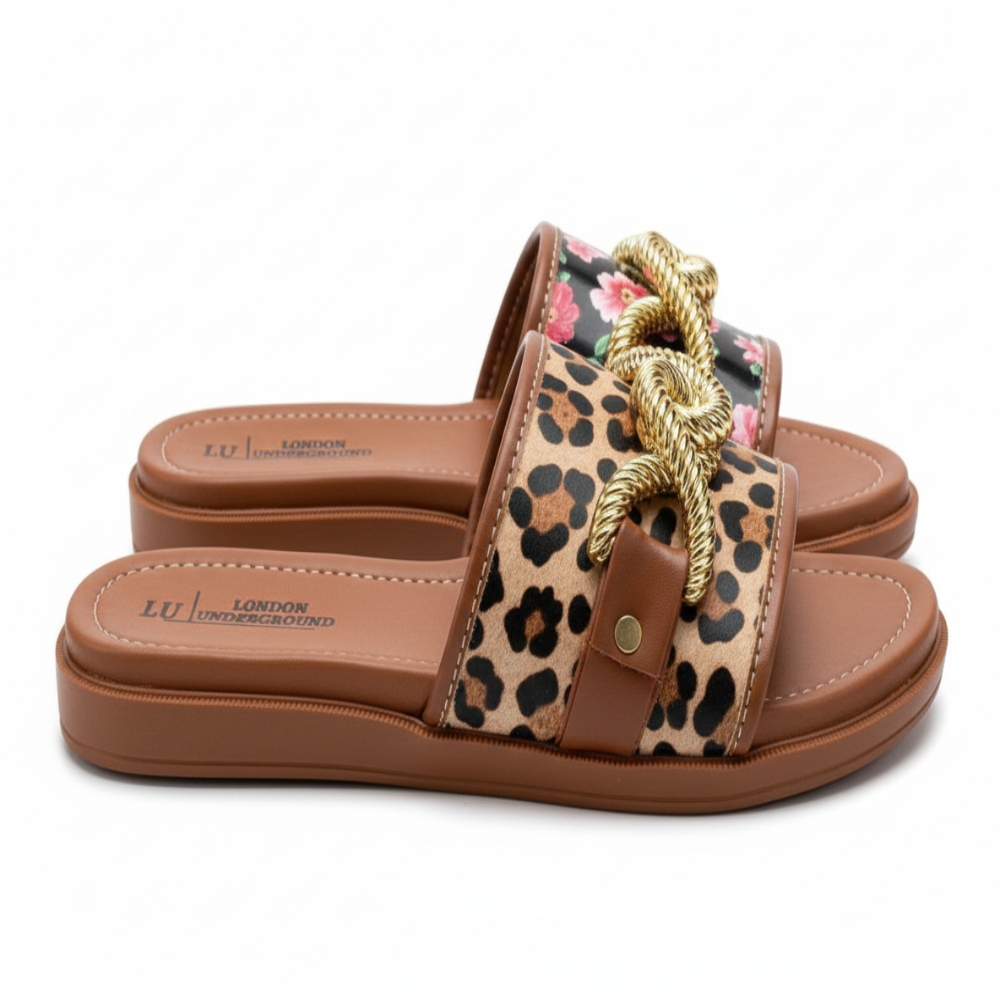 Women Flat Slide Sandals with Decorative Rope Accent