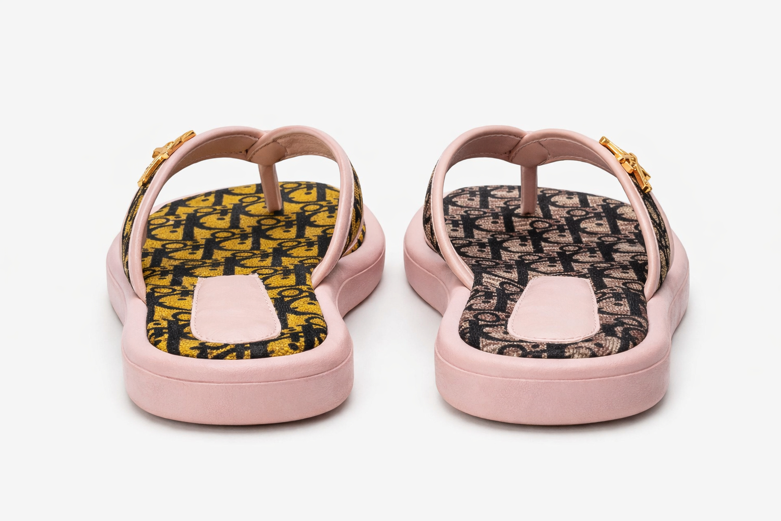 Women Patterned Thong Sandals with Cushioned Sole