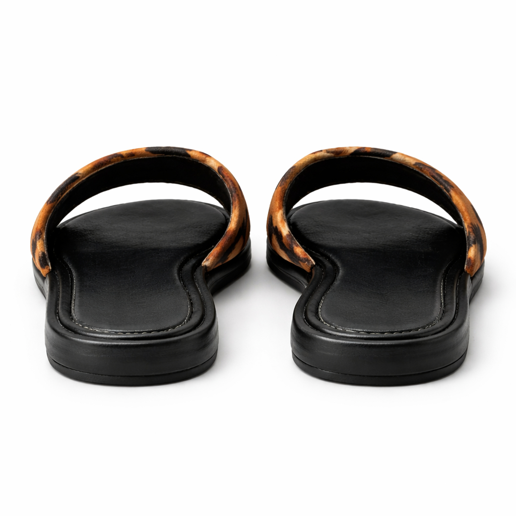 Animal Print Flat Slide Sandals for Women