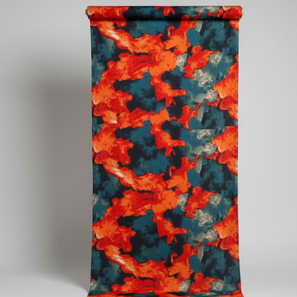 Vibrant Abstract Flame vintage Print Fabric