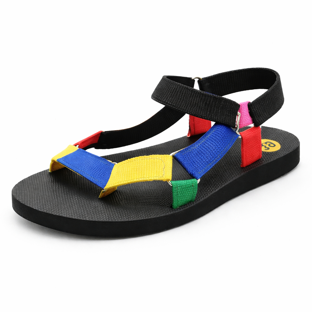 Elegant Multicolor Strap Flat Sandals